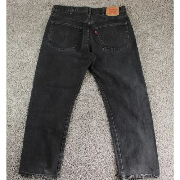 Levis 505 Vintage Y2K Mens 38x30 Black Straight Leg Jeans - Picture 11 of 12